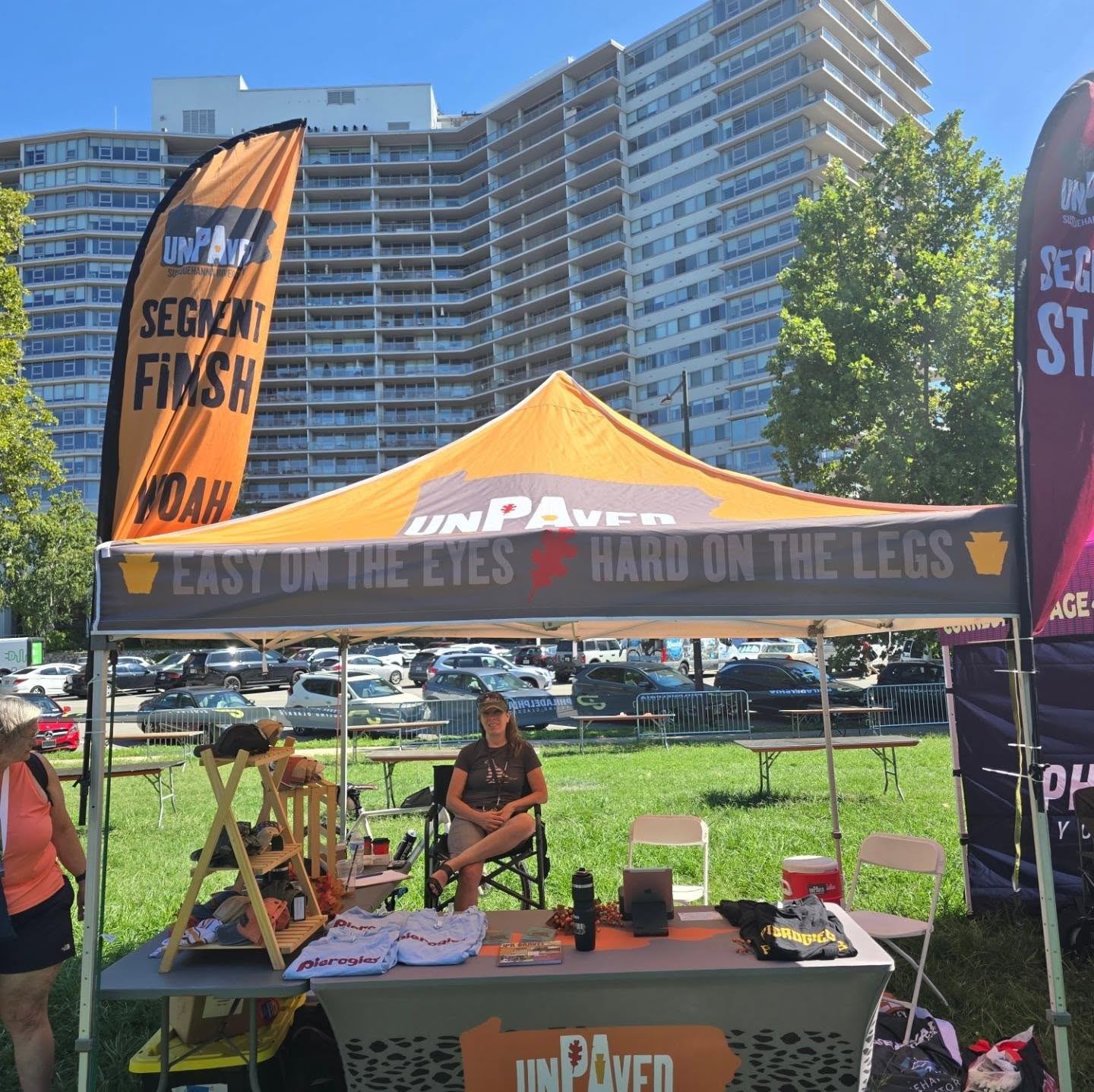 If you're at the @philadelphiacyclingclassic today stop by and see Cimarron and Liz at the unPAved tent!